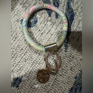 Lilly Pulitzer Floral Bracelet key ring with Gold Charm